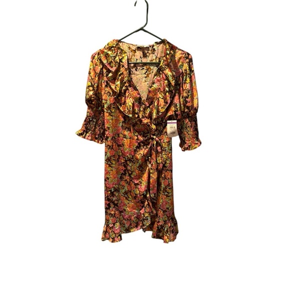 Topshop Floral Ruffle Wrap Dress Size 8 NWT - Picture 1 of 6